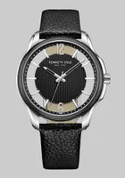 Men's Kenneth Cole New York Transparent Dial Leather Strap Watch, Black, One Size