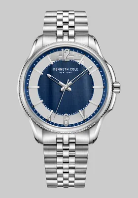 Men's Kenneth Cole New York Transparent Dial Stainless Steel Watch, Metal Silver, One Size