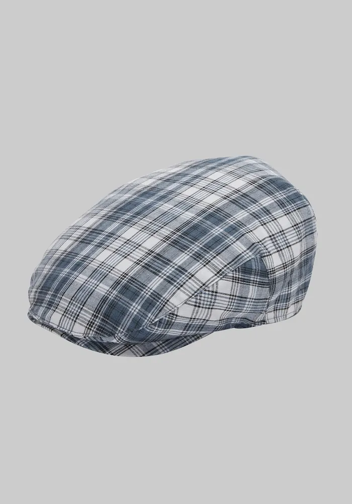 JoS. A. Bank Men's Plaid Ivy Cap, Blue, Large/X Large