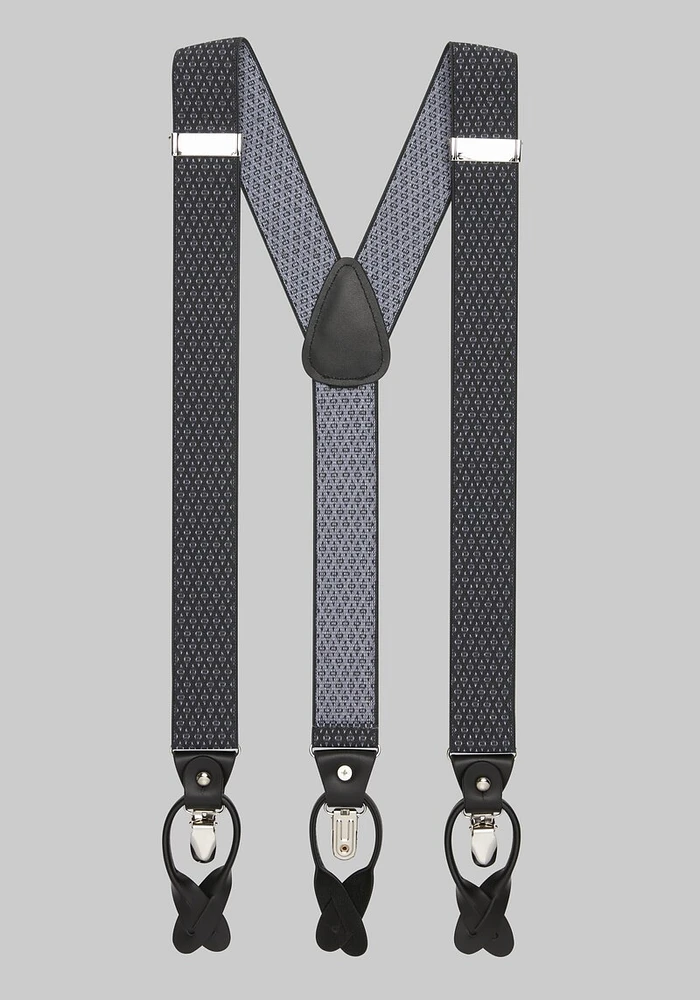 Men's Geometric Convertible Suspenders, Charcoal, One Size