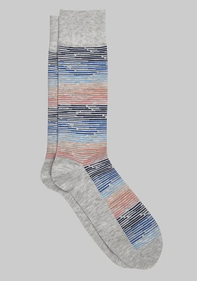 Men's Ombre Stripe Socks, Light Grey, Mid Calf