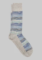 Men's Ombre Stripe Socks, Oatmeal, Mid Calf