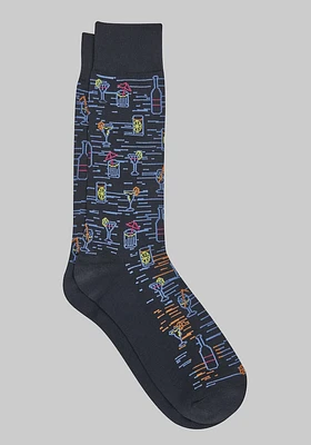 Men's Made to Matter Cocktail Drink Socks, Navy, Mid Calf