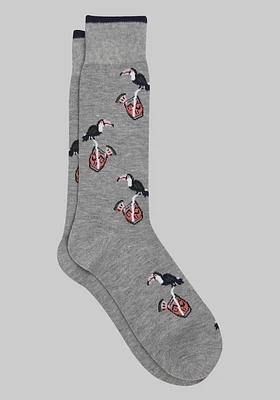 Men's Made to Matter Drinking Toucan Socks, Grey, Mid Calf