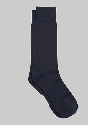 Men's Solid Performance Dress Socks, Navy, Mid Calf