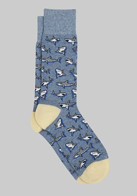 JoS. A. Bank Men's Shark Socks, Light Blue, Mid Calf