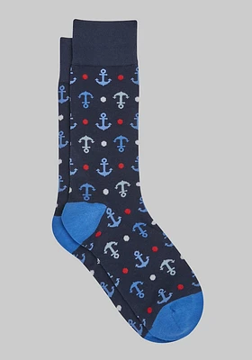 Men's Anchor Socks, Navy, Mid Calf