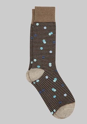 JoS. A. Bank Men's Dot & Stripe Socks, Tan, Mid Calf