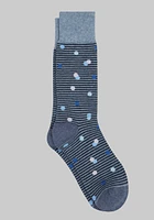 Men's Dot & Stripe Socks, Light Blue, Mid Calf