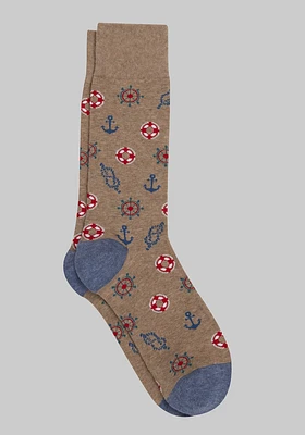 Men's Anchor Socks, Tan, Mid Calf