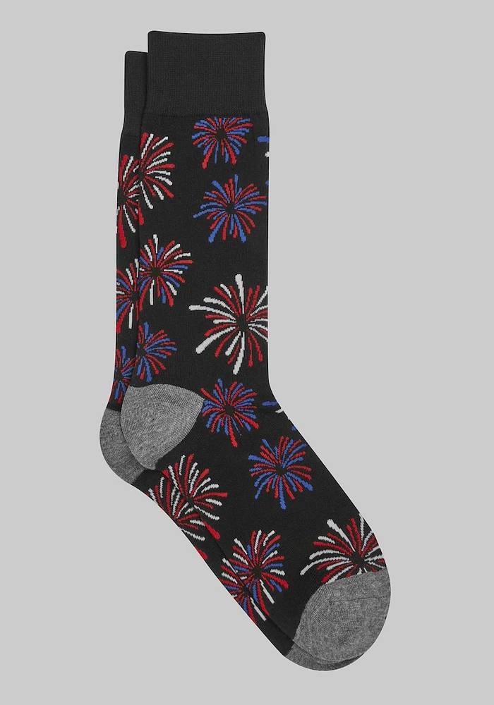 JoS. A. Bank Men's Fireworks Socks, Black, Mid Calf