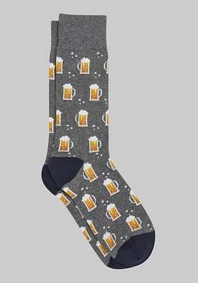 Men's Beer Socks - King Size, Grey, Mid Calf King