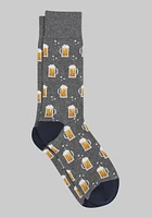 Men's Beer Socks - King Size, Grey, Mid Calf King