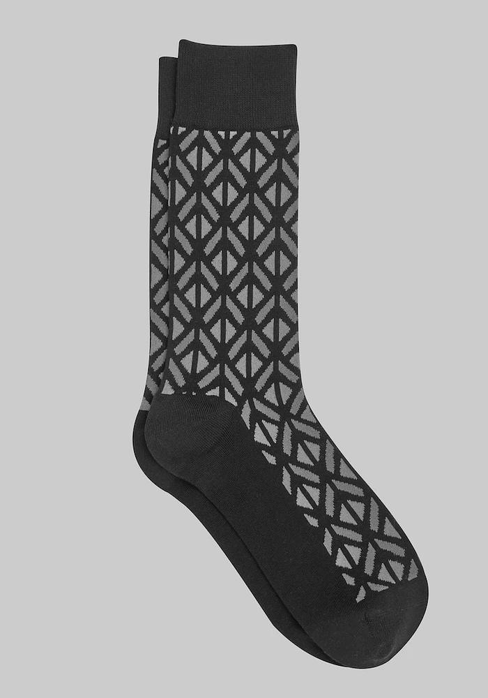 Men's Split Diamond Socks, Black, Mid Calf