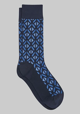 Men's Split Diamond Socks, Navy, Mid Calf