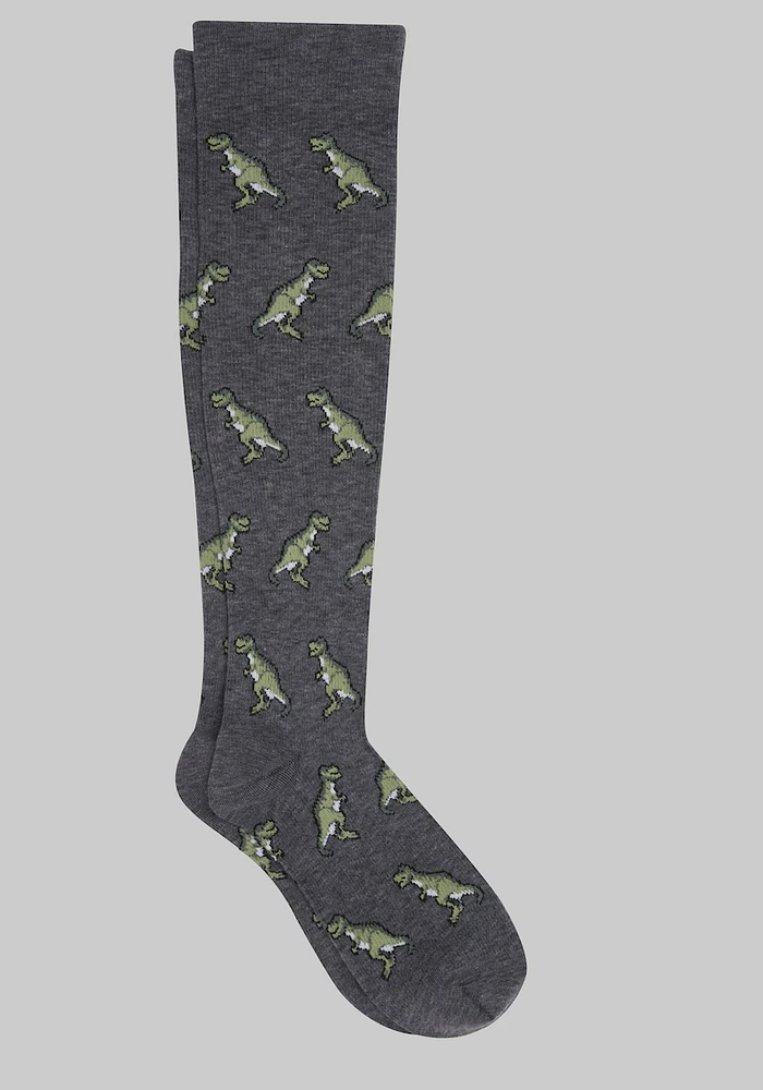 JoS. A. Bank Men's Dinosaur Compression Socks, Charcoal, Over The Calf