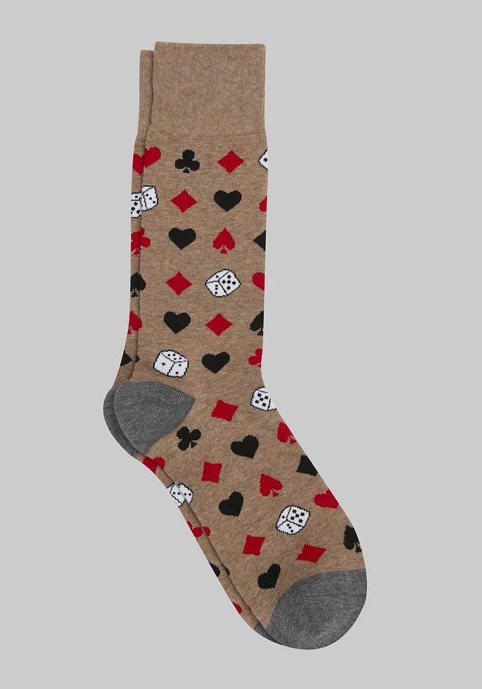 Men's Gambling Socks, Tan, Mid Calf