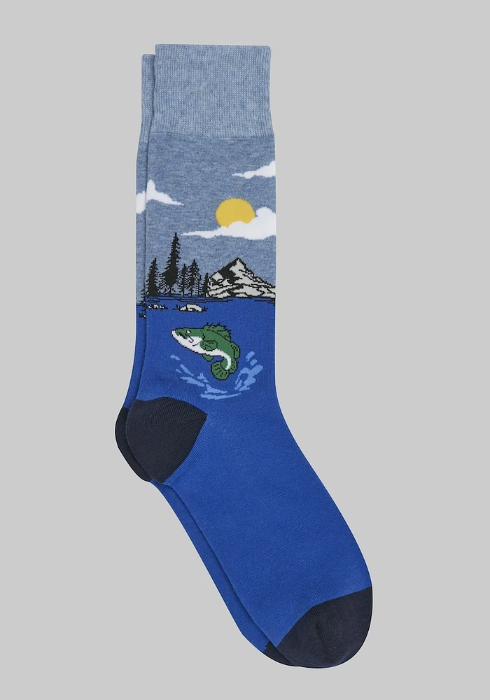 Men's Great Outdoors Socks, Light Blue, Mid Calf