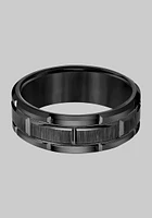 Men's GTX 8mm Flat Edge Brick Pattern Tungsten Carbide Band at Jos. A. Bank, Black, RNG