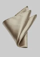 Men's Solid Satin Pocket Square, Oatmeal, One Size