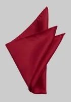 Men's Solid Satin Pocket Square, Red, One Size
