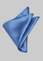 Men's Solid Satin Pocket Square, Blue, One Size