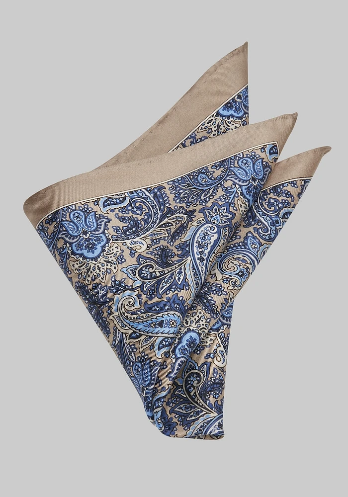 Men's Paisley Pocket Square, Taupe