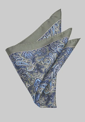 Men's Paisley Pocket Square, Green, One Size