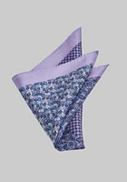 JoS. A. Bank Men's Four Pattern Pocket Square, Light Purple, One Size