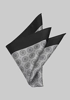 Men's Circle Geometric Pocket Square, Black, One Size