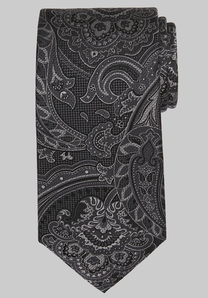 Men's Traveler Collection Paisley Tie - Long, Black