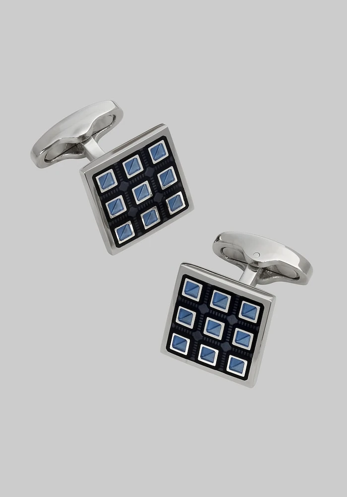 JoS. A. Bank Men's Square Grid Cufflinks, Metal Silver, One Size