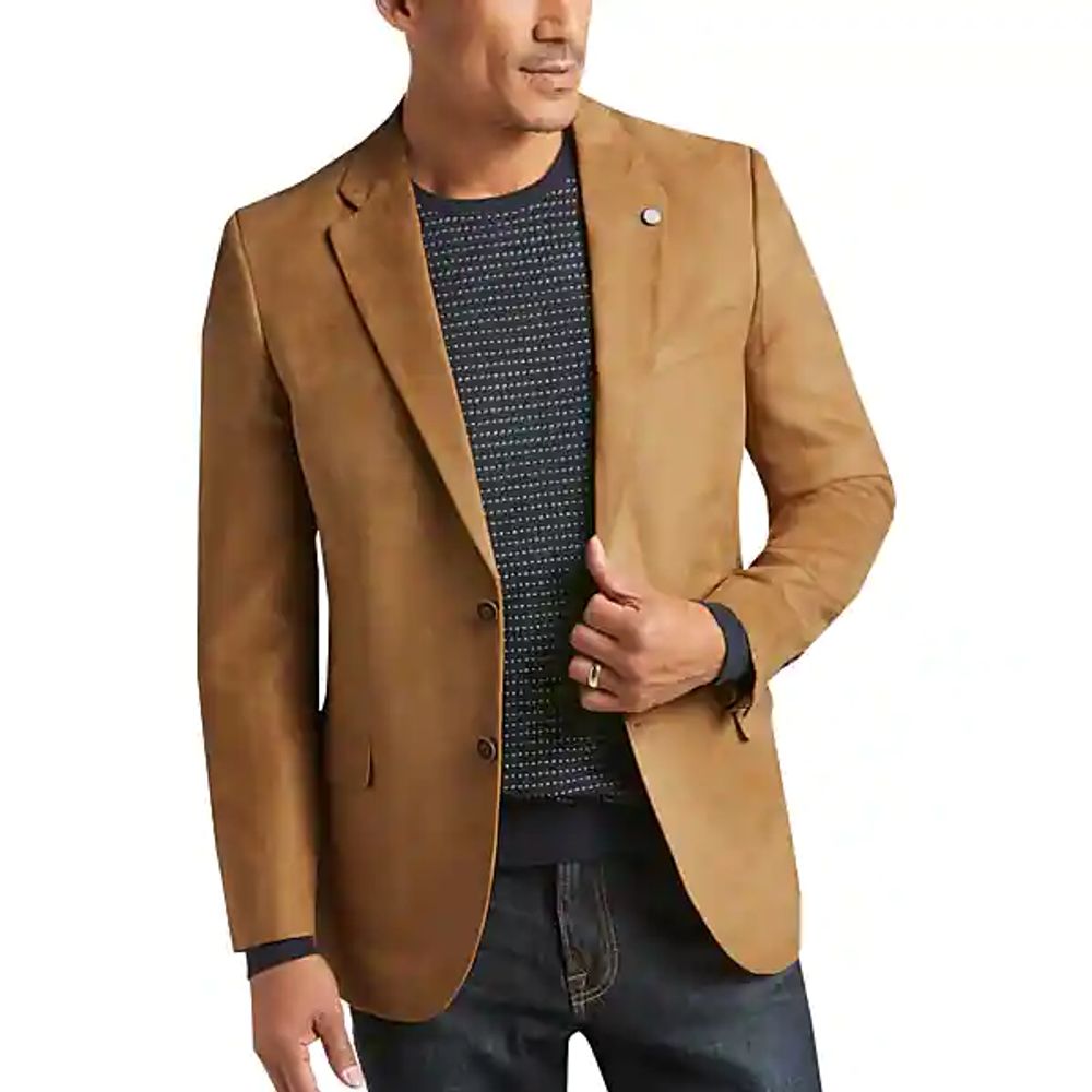 Nautica Men's Brandford Microsuede Modern Fit Sport Coat Tan