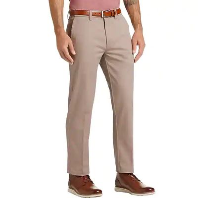 Haggar Men's Iron Free Premium Tan Straight Fit Khaki Casual Pants