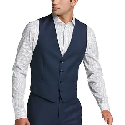 Calvin Klein X-Fit Slim Fit Men's Suit Separates Vest Blue Tic