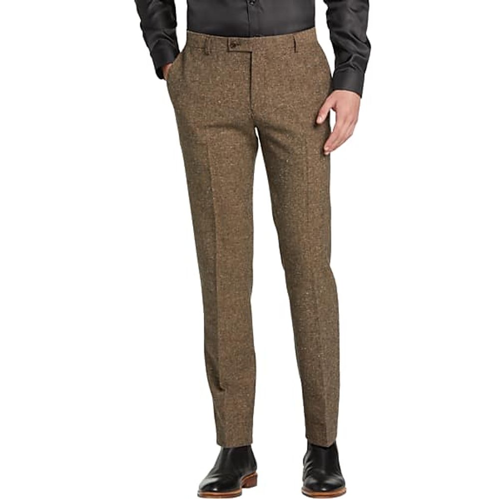 Paisley & Gray Men's Slim Fit Suit Separates Pants Caramel Donegal