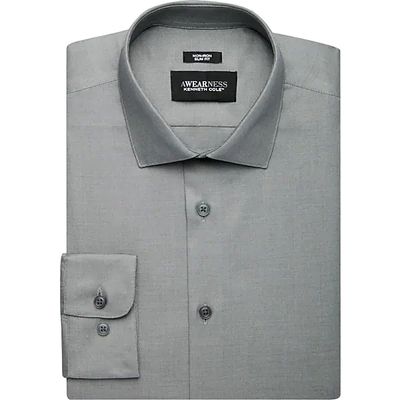 Awearness Kenneth Cole Men's Slim Fit Performance Stretch Dress Shirt Charcoal Gray