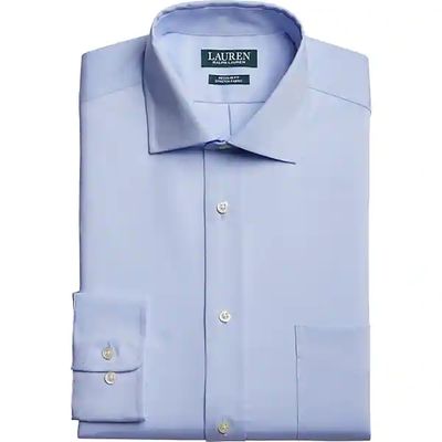 Lauren By Ralph Lauren Men's UltraFlex Regular Fit Non-Iron Dress Shirt Light Blue