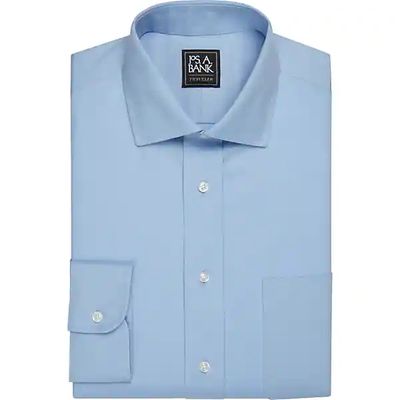 Jos. A. Bank Men's Non-Iron Modern Fit Spread Collar Dress Shirt Light Blue