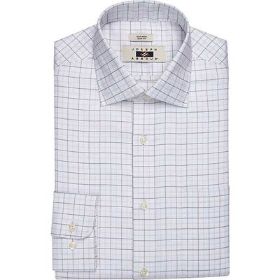 Joseph Abboud Men's Non-Iron Slim Fit Spread Collar Dress Shirt Blue and Brown Check