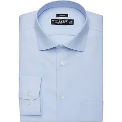 Pronto Uomo Men's Big and Tall Classic Fit Queen's Oxford Dress Shirt Light Blue - Size