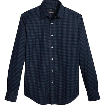 Awearness Kenneth Cole Men's Slim Fit Sport Shirt Navy Square Dot