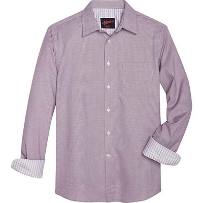 Egara Men's Slim Fit Spread Collar Sport Shirt Purple Houndstooth Check