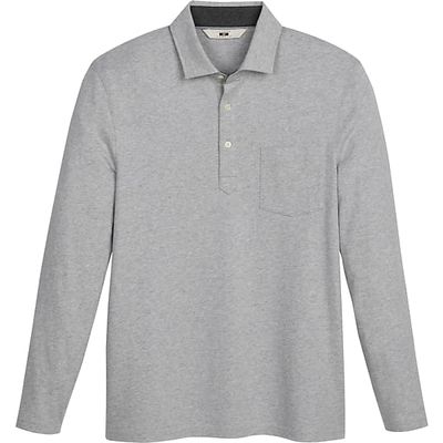 Joseph Abboud Men's Modern Fit Long Sleeve Sueded Jersey Polo Light Gray