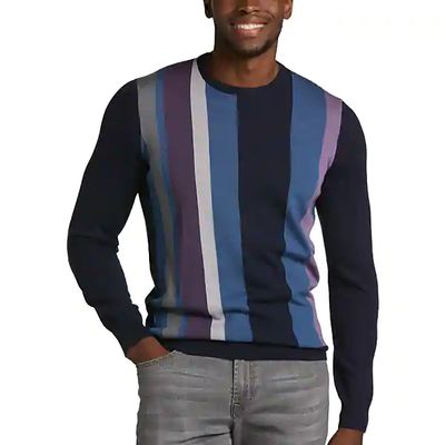 Collection by Michael Strahan Men's Michael Strahan Modern Fit Crew Neck Sweater Navy Colorblock