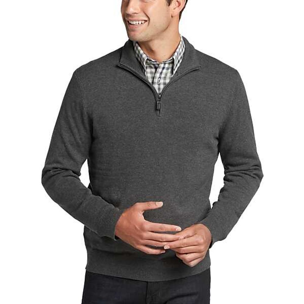Jos. A. Bank Men's Modern Fit 1/4 Zip Sweater Charcoal