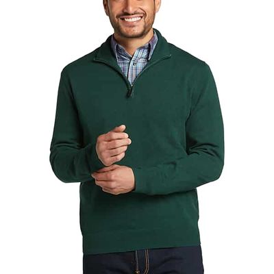 Jos. A. Bank Men's Modern Fit 1/4 Zip Sweater Emerald