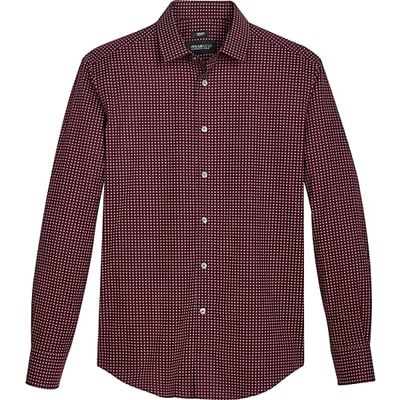 Awearness Kenneth Cole Men's Slim Fit Spread Collar Sport Shirt Burgundy Red Square