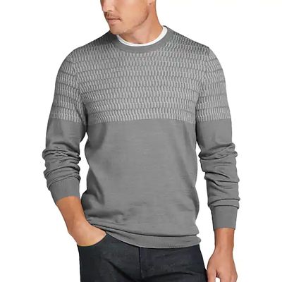 Collection by Michael Strahan Men's Michael Strahan Modern Fit Crew Neck Sweater Gray Jacquard