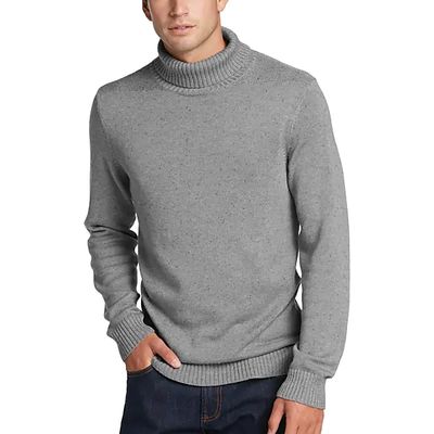 Joseph Abboud Men's Modern Fit Donegal Knit Turtleneck Sweater Gray